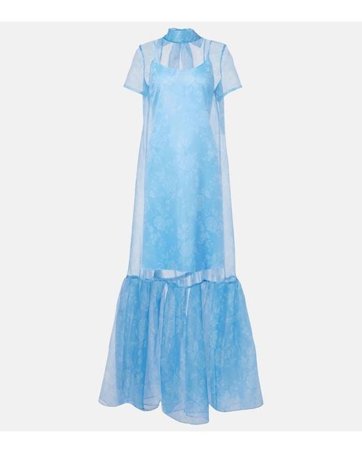 Staud Blue Calluna Floral Layered Dress