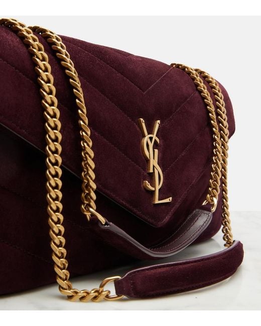 Saint Laurent Purple Loulou Medium Suede Shoulder Bag