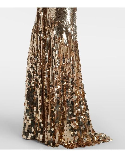 Abito Lungo Mars Con Paillettes di Jenny Packham in Metallic
