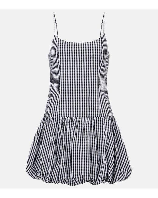 Faithfull The Brand Blue Gingham Gathered Cotton Poplin Minidress