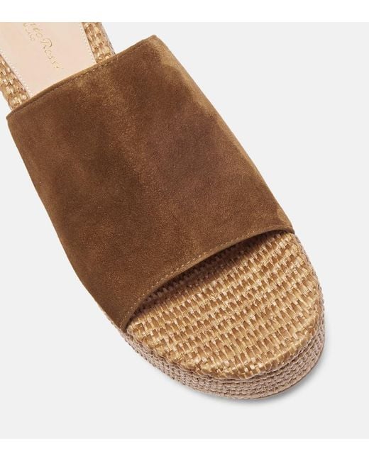 Gianvito Rossi Brown Suede Platform Espadrille Mules
