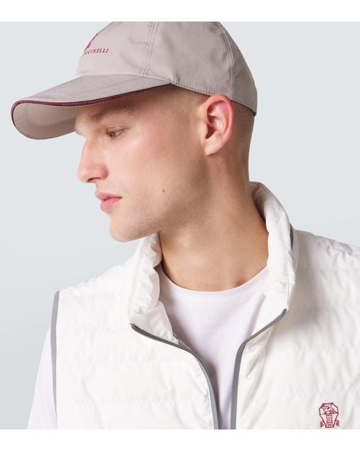 Brunello Cucinelli White Logo Embroidered Baseball Cap for men