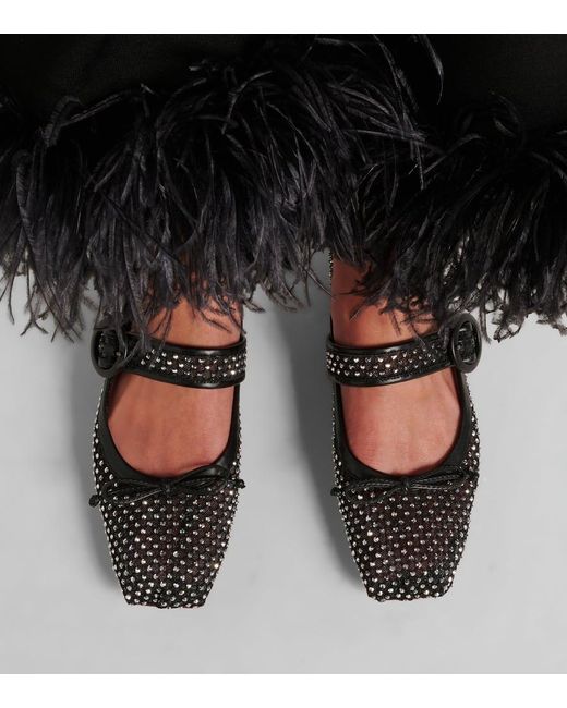 Christian Louboutin Black Ballerinas Mamastrapitina Aus Mesh Mit Kristallen
