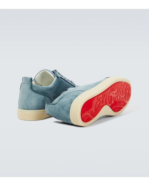 Christian Louboutin Blue Louis Junior Spikes Suede Sneakers for men