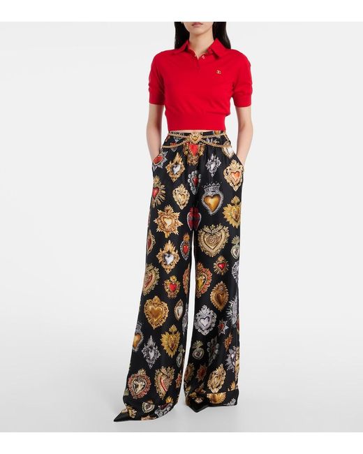 Dolce & Gabbana Red Knitted Cashmere And Silk Polo Shirt