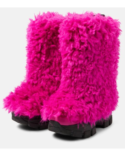 Goldbergh Pink Bushy Faux Fur Snow Boots