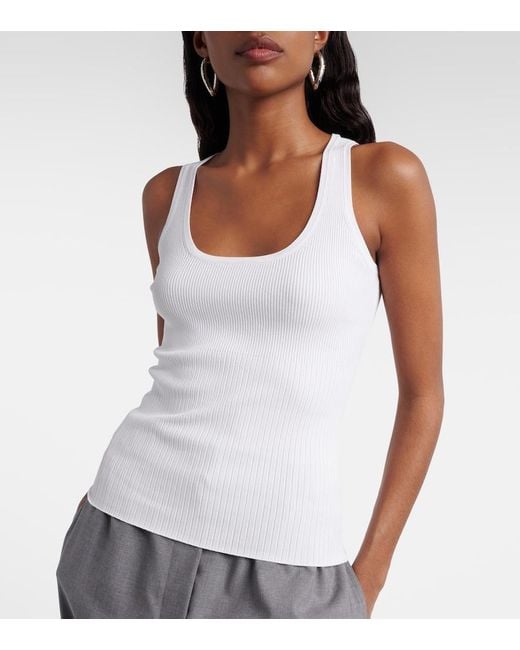 Max Mara White Ribbed-Knit Tank Top