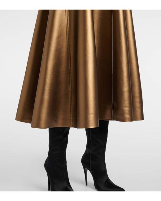 Norma Kamali Brown Faux Leather Midi Dress