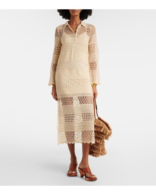 Zimmermann Natural Wanderlust Sun Crochet Cotton-Blend Midi Dress