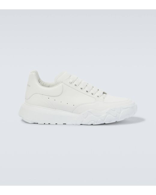 Alexander McQueen White Oversized Court Leather Sneakers for men