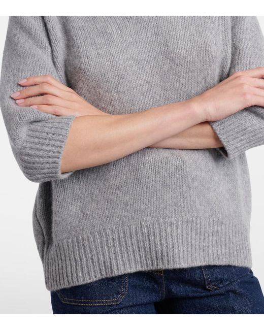 Lisa Yang Gray Lailai Cashmere And Silk Polo Sweater