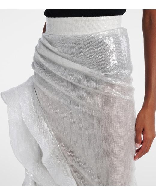 Maticevski Gray Hymn Ruffled Sequined Midi Skirt
