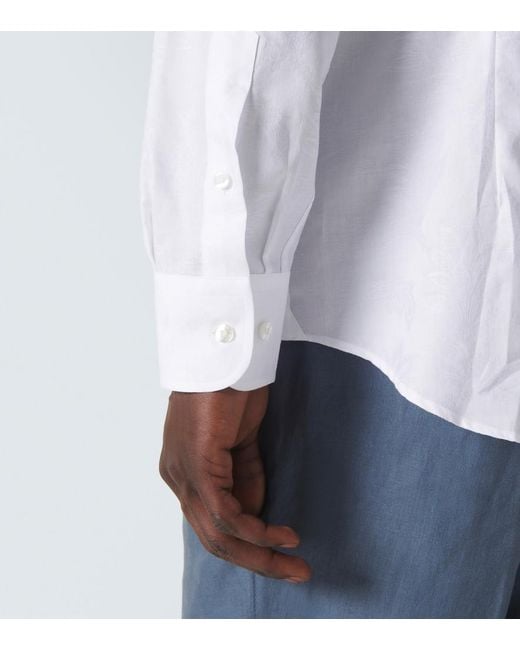Etro White Paisley Jacquard Cotton Shirt for men