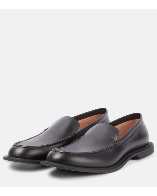 The Row Black Nic Leather Loafers