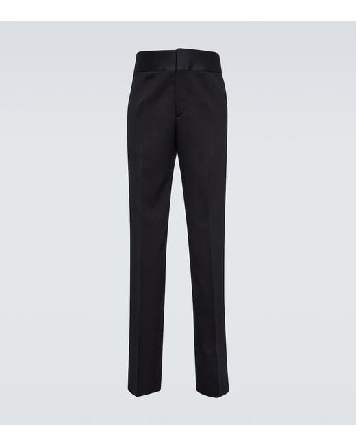 Valentino Black Straight Virgin Wool Pants for men