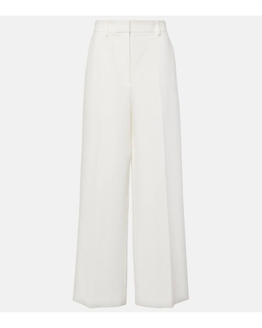 Khaite White Bacall Mid-rise Wide-leg Pants