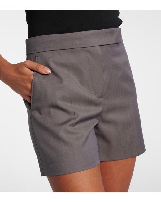 Max Mara Gray Sadunco Virgin Wool Shorts