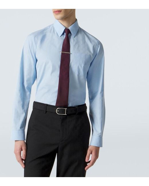 Gucci Blue Gg Cotton Poplin Shirt for men