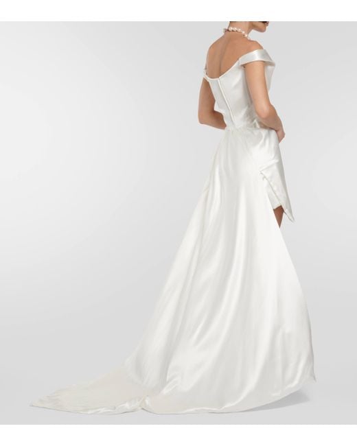 Vivienne Westwood White Bridal Comet Off-shoulder Silk Gown