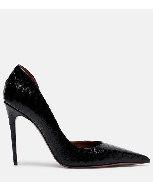 Paris Texas Brown Vera 105 Snake-Effect Leather Pumps