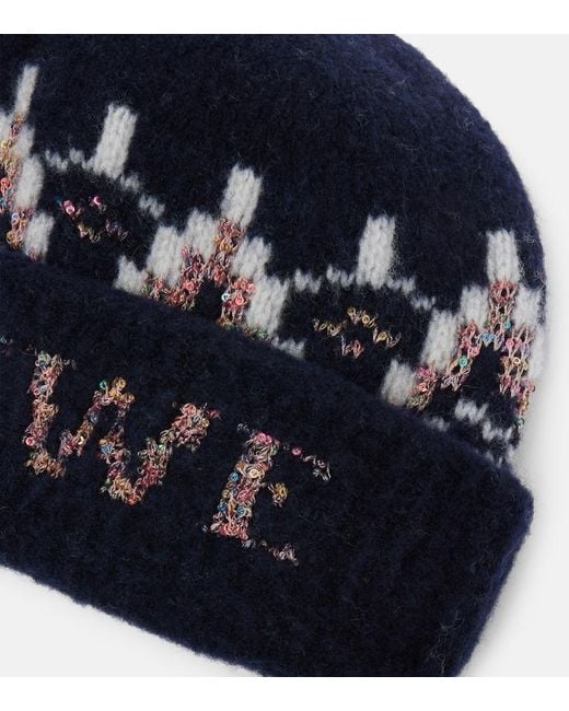 Berretto Fair Isle di Loewe in Blue