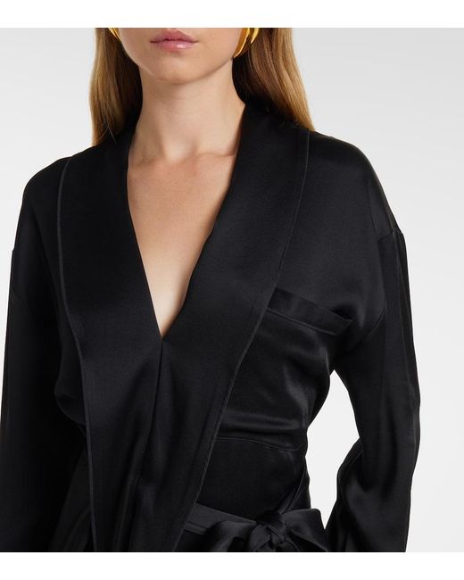 Victoria Beckham Black Wickelkleid Aus Satin