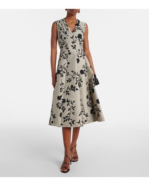 Max Mara Natural Clea Floral Midi Dress