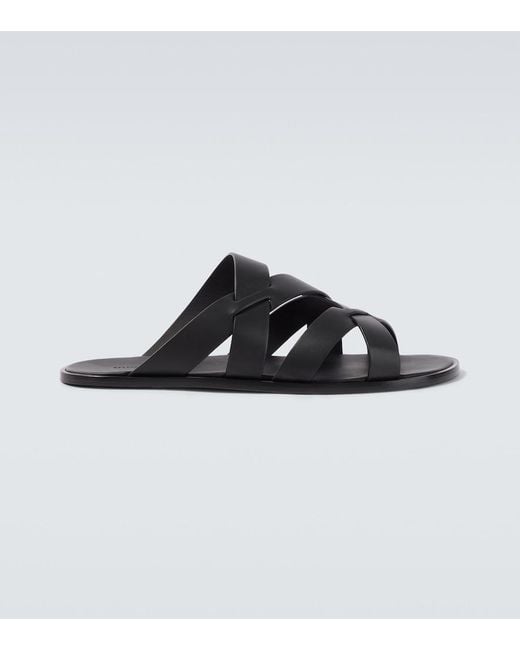 Manolo Blahnik Black Marvin Leather Sandals for men
