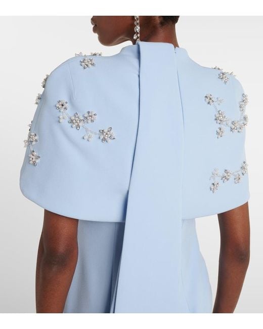 Safiyaa Blue Robe Mit Kristallen Und Zierperlen