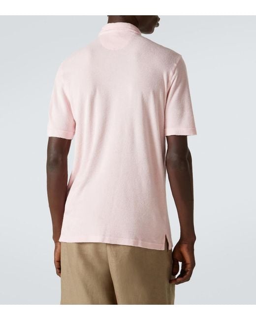 Fedeli Pink Cotton Terry Polo Shirt for men