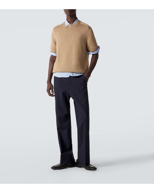 Prada Blue Wool And Mohair Straight Pants for men
