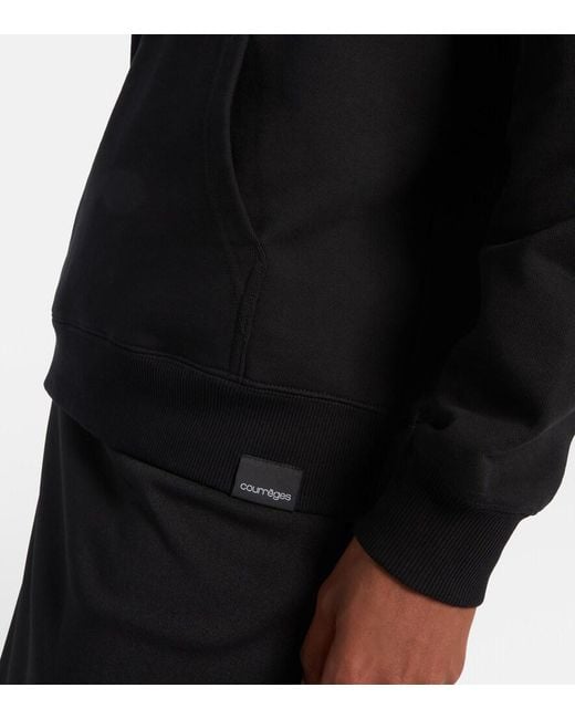 Courreges Black Asymmetric Cotton Jersey Sweatshirt