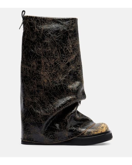 The Attico Black Robin Leather Knee-High Boots