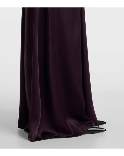 Victoria Beckham Purple Gathered Crepe Satin Gown