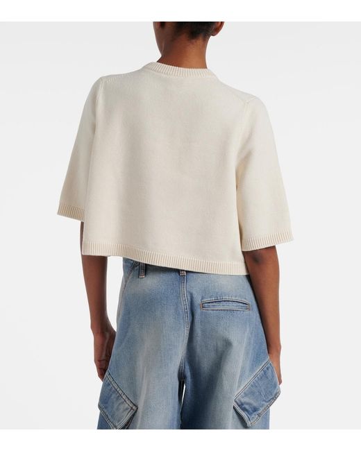 Alaïa White Cropped Cashmere And Wool-Blend Sweater