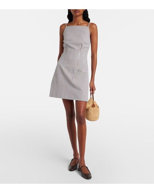 Veronica Beard Gray Gingham Cotton-Blend Seersucker Minidress