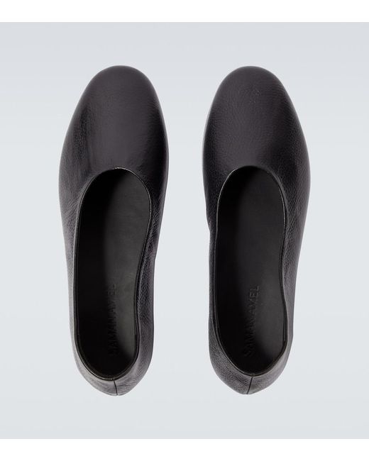 Saman Amel Black City Leather Slip-On Shoes for men