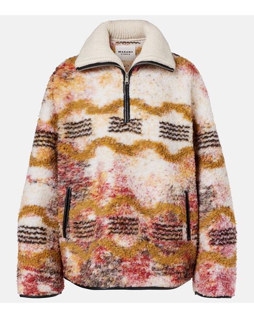 Isabel Marant Natural Marner Fleece Half-Zip Sweater