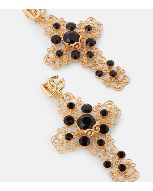 Dolce & Gabbana Metallic Dg Embellished Drop Earrings