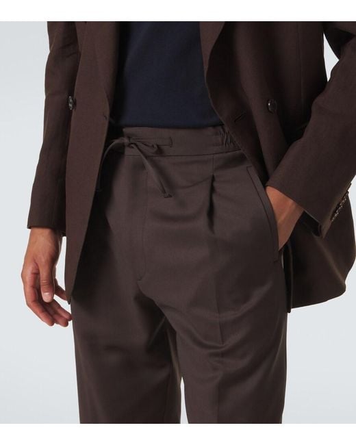 Lardini Brown Virgin Wool Slim Pants for men