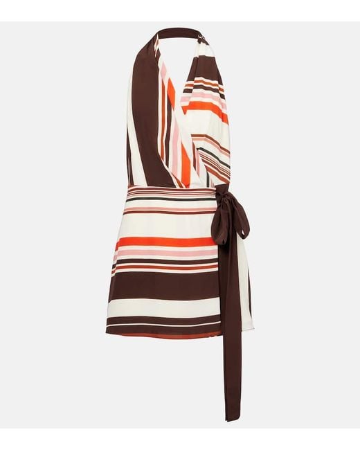 Sir Red Thistle Striped Silk Satin Minidress