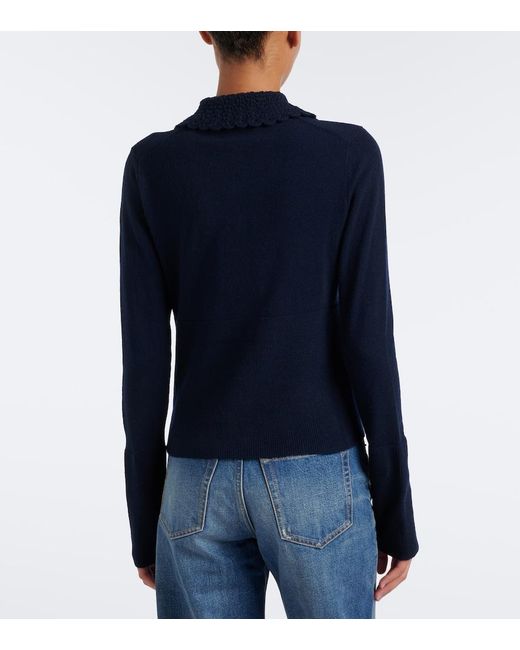 Chloé Blue Logo Wool Cardigan