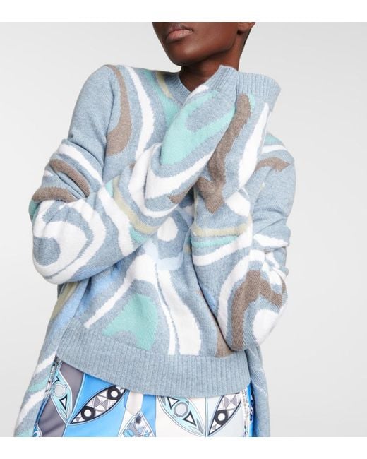 Emilio Pucci Blue X Fusalp Intarsia Wool Cardigan