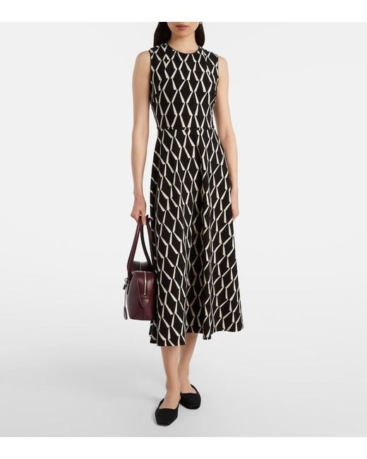 Max Mara Black Lampara Cotton-Blend Midi Dress