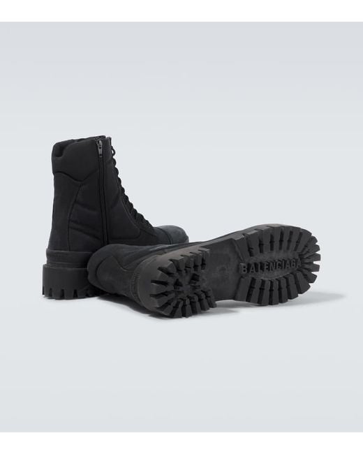 Balenciaga Black Combat Strike Canvas Lace-Up Boots for men
