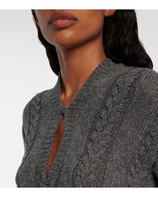 Loewe Gray Cable-Knit Wool Mouline Sweater