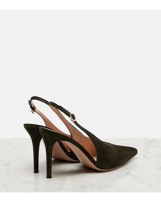 Gianvito Rossi Green Robbie Suede Slingback Pumps