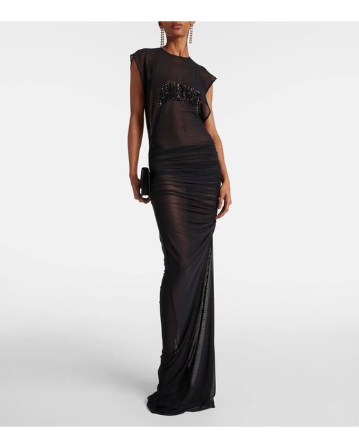 Jean Paul Gaultier Black Embroidered Mesh Maxi Dress