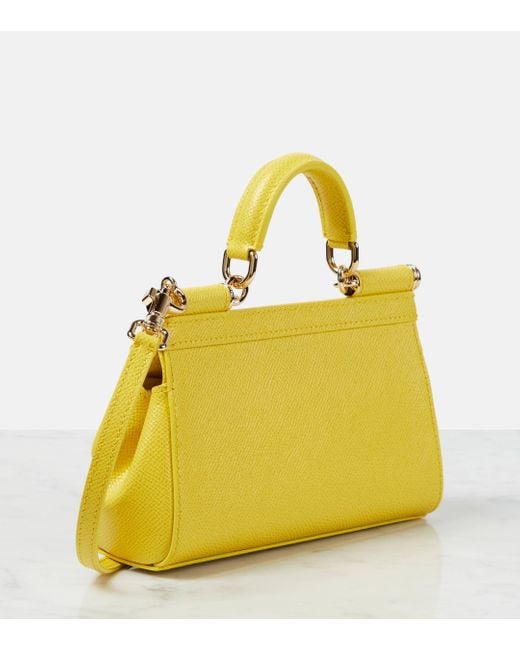 Dolce & Gabbana Yellow Sicily Small Leather Shoulder Bag