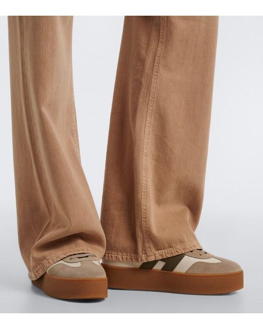 Hogan Natural Cool Suede-Trimmed Leather Platform Sneakers